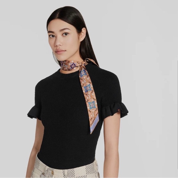 Louis Vuitton Red and Blue Twilly Scarf - Picture 5 of 6